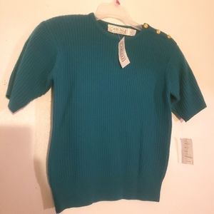 NWT CARLISLE     100%  Worsted Lambs Wool Sweater in Peacock